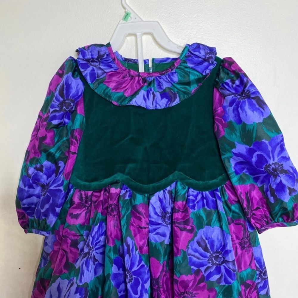 Vintage 1990s Cary San Francisco Floral Velvet Dress‎
